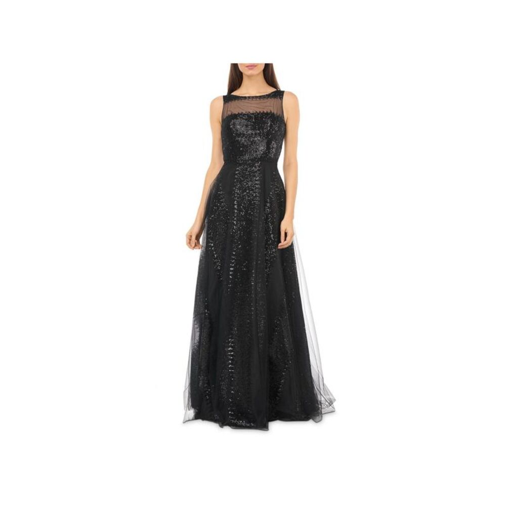 CARMEN MARC VALVO INFUSION Womens Black Lined Illusion Sleeveless Formal Dress 2